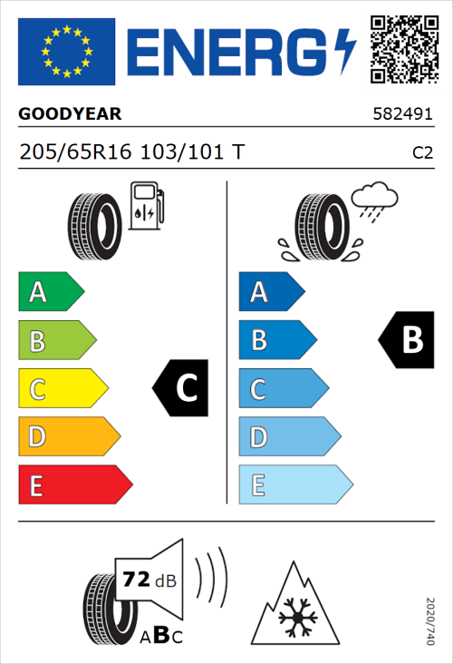 Tyre Label for Goodyear EfficientGrip Cargo 2 205/65R16 103/101T