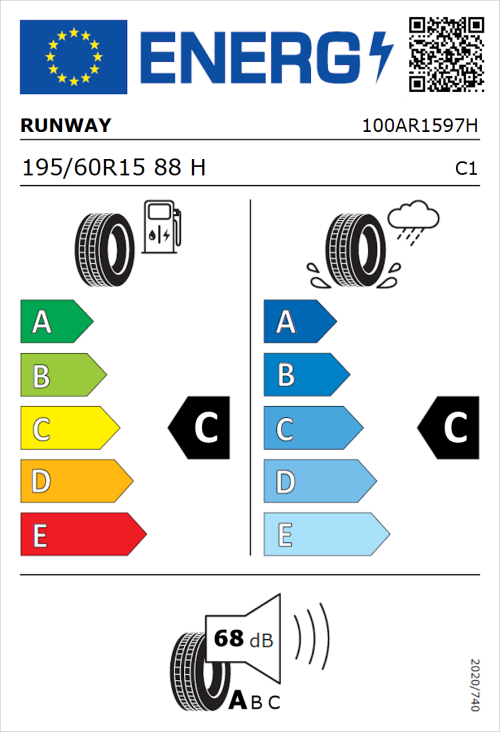 Tyre Label for Runway Enduro HP 195/60R15 88H